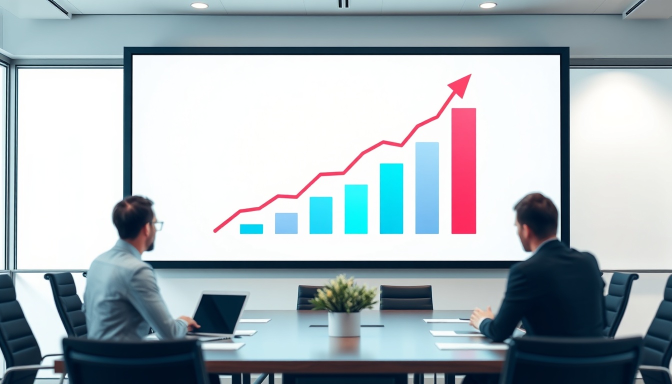 Business growth analytics showing upward trending revenue chart